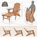 Vrakae Set di 2 Sedie Adirondack Pieghevoli e Regolabili con Pouf