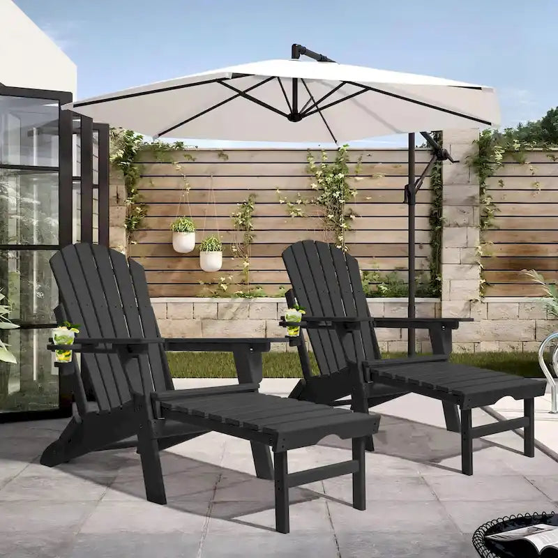 Vrakae Set di 2 Sedie Adirondack Pieghevoli e Regolabili con Pouf