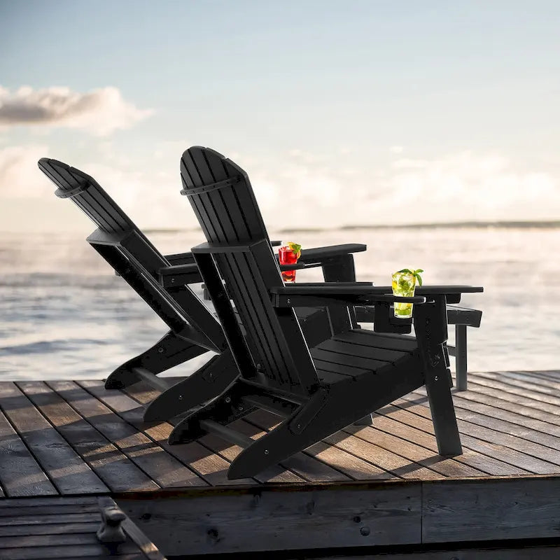 Vrakae Set di 2 Sedie Adirondack Pieghevoli e Regolabili con Pouf