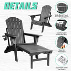 Vrakae Set di 2 Sedie Adirondack Pieghevoli e Regolabili con Pouf