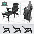 Vrakae Set di 2 Sedie Adirondack Pieghevoli e Regolabili con Pouf