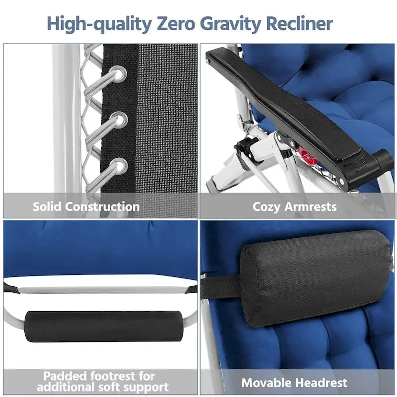 Yaheetech Poltrona Reclinabile Gravità Zero 26 pollici con Materasso Imbottito in Cotone