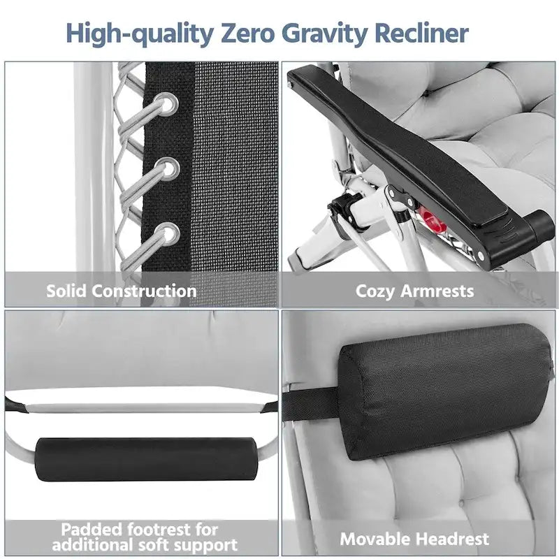 Yaheetech Poltrona Reclinabile Gravità Zero 26 pollici con Materasso Imbottito in Cotone