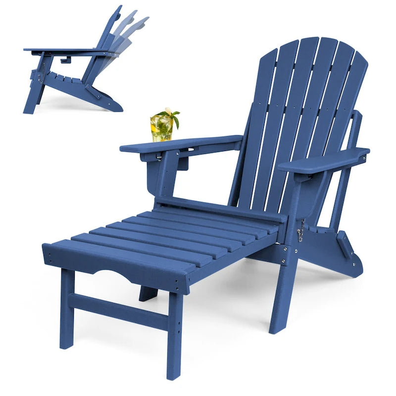 Sedia Adirondack Pieghevole e Regolabile Vrakae con Pouf