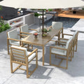 Outdoor Dining Table and Chair Set w/ and Removable Cushions for Patio
