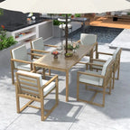Outdoor Dining Table and Chair Set w/ and Removable Cushions for Patio