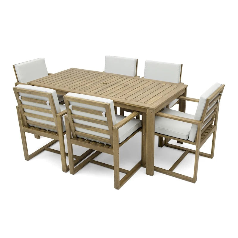 Set tavolo e sedie da pranzo per esterni con cuscini rimovibili per patio