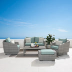 Set da esterno Cannes a 5 pezzi Sunbrella per divano a due posti e poltrone