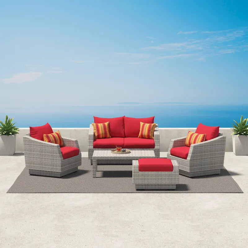 Set da esterno Cannes a 5 pezzi Sunbrella per divano a due posti e poltrone