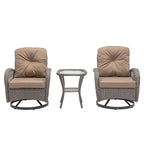 Ensemble de 3 chaises de jardin pivotantes et basculantes d'extérieur, ensemble de conversation de terrasse à 360 degrés