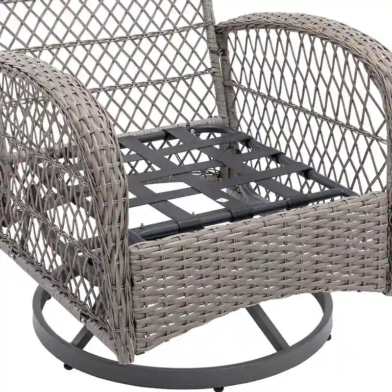 Ensemble de 3 chaises de jardin pivotantes et basculantes d'extérieur, ensemble de conversation de terrasse à 360 degrés