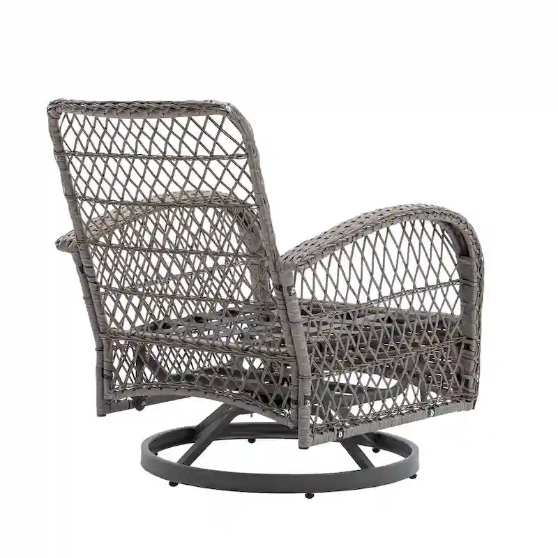 Ensemble de 3 chaises de jardin pivotantes et basculantes d'extérieur, ensemble de conversation de terrasse à 360 degrés