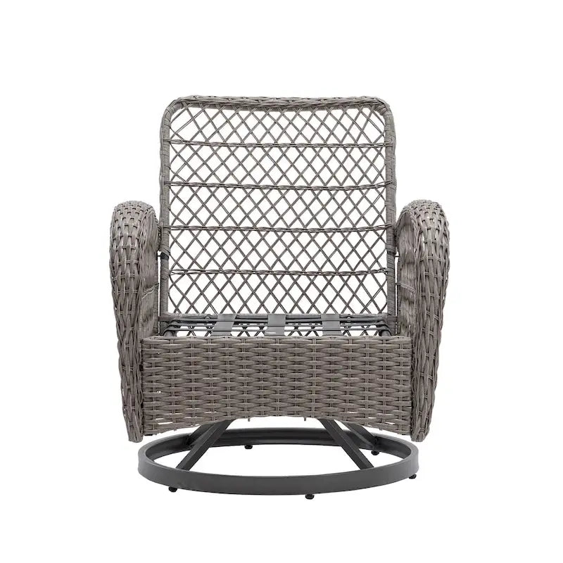 Ensemble de 3 chaises de jardin pivotantes et basculantes d'extérieur, ensemble de conversation de terrasse à 360 degrés