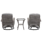 Ensemble de 3 chaises de jardin pivotantes et basculantes d'extérieur, ensemble de conversation de terrasse à 360 degrés