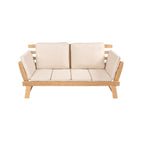 Arwen Divano letto da esterno a 2 posti pieghevole in legno stile scandinavo moderno, beige/teak chiaro di JONATHAN Y
