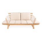 Arwen Divano letto da esterno a 2 posti pieghevole in legno stile scandinavo moderno, beige/teak chiaro di JONATHAN Y
