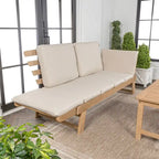 Arwen Divano letto da esterno a 2 posti pieghevole in legno stile scandinavo moderno, beige/teak chiaro di JONATHAN Y