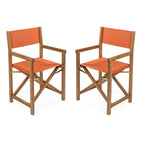 Waldo Classic Vintage Outdoor Acacia Wood Folding Director Chair with Canvas Seat, (Set of 2) by JONATHAN Y