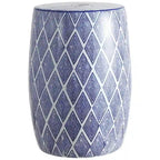 Sgabello da giardino a tamburo in ceramica Moroccan Diamonds 18, blu di JONATHAN Y