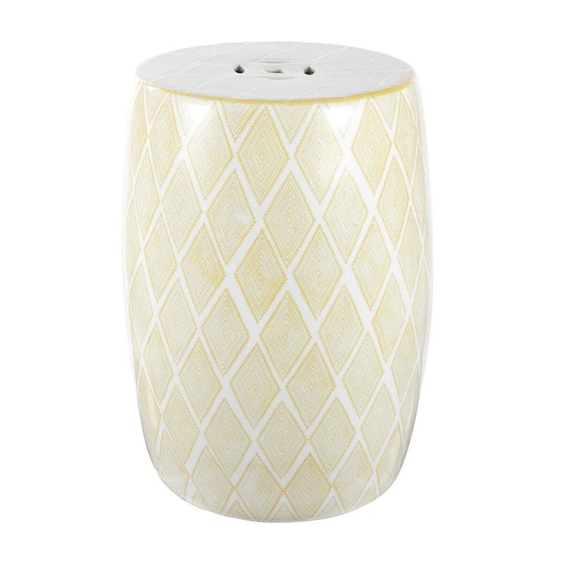 Sgabello da giardino a tamburo in ceramica Moroccan Diamonds 18, blu di JONATHAN Y