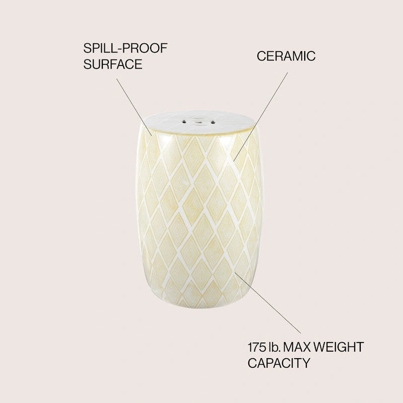 Sgabello da giardino a tamburo in ceramica Moroccan Diamonds 18, blu di JONATHAN Y