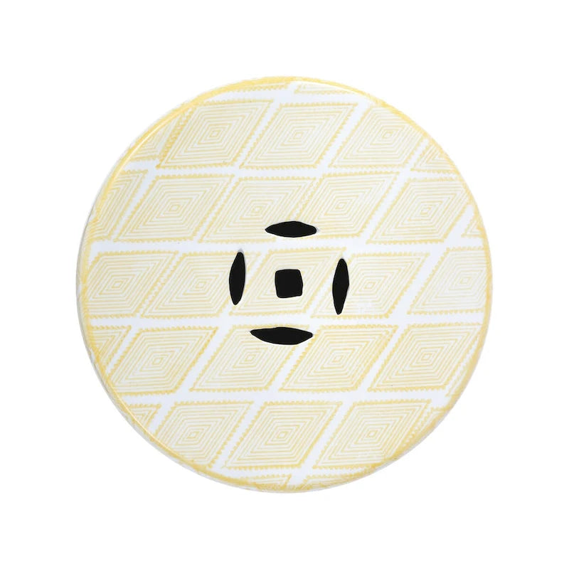 Sgabello da giardino a tamburo in ceramica Moroccan Diamonds 18, blu di JONATHAN Y