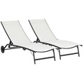 Chaise longue da esterno, lettino prendisole a 2 pezzi con ruote, sedia reclinabile con 5 posizioni regolabili per patio, spiaggia, cortile, piscina