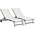 Chaise Lounge Outdoor,2 Piece Lounge Chair with Wheels,Tanning Chair with 5 Adjustable Positions for Patio,Beach, Yard, Pool