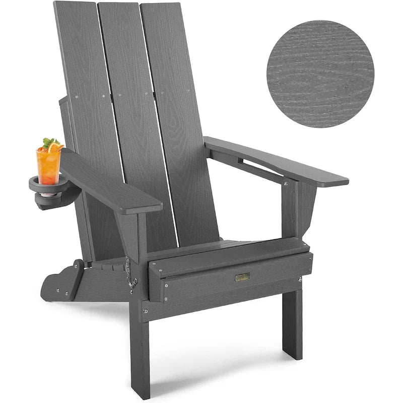 Sedia Adirondack Pieghevole da Esterno WINSOON Moderna in HDPE con Portabicchieri