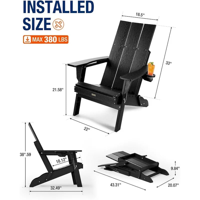 Sedia Adirondack Pieghevole da Esterno WINSOON Moderna in HDPE con Portabicchieri