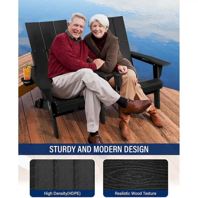 Sedia Adirondack Pieghevole da Esterno WINSOON Moderna in HDPE con Portabicchieri