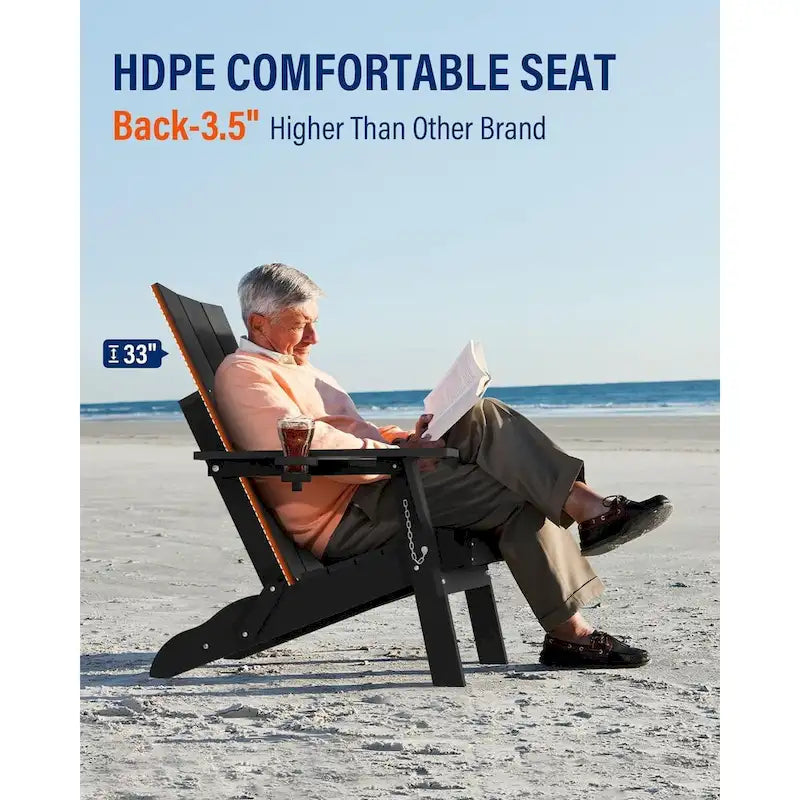 Sedia Adirondack Pieghevole da Esterno WINSOON Moderna in HDPE con Portabicchieri