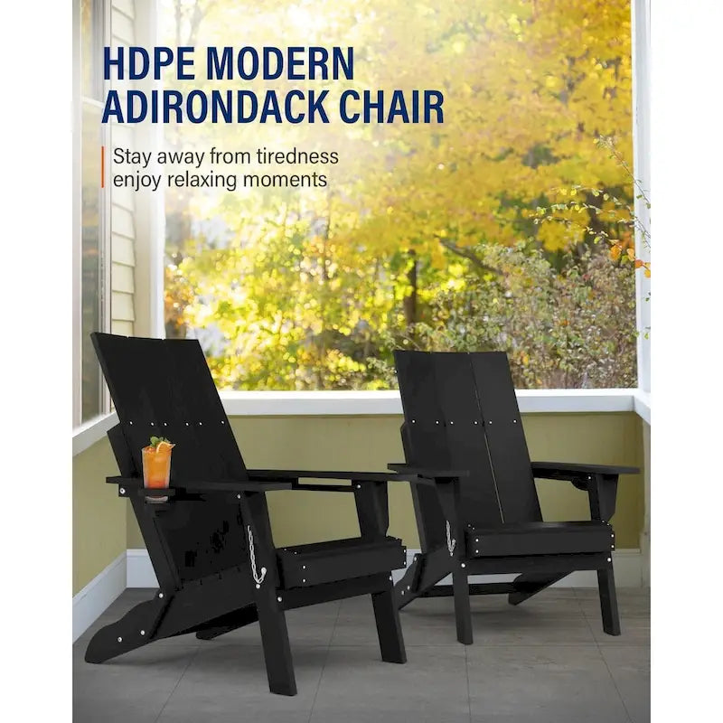 Sedia Adirondack Pieghevole da Esterno WINSOON Moderna in HDPE con Portabicchieri