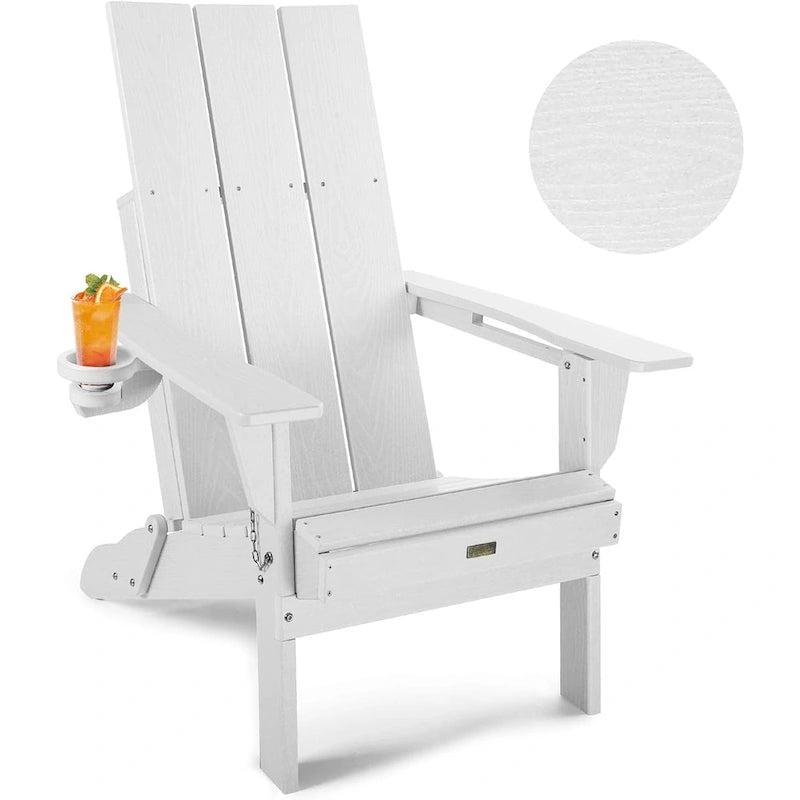 Sedia Adirondack Pieghevole da Esterno WINSOON Moderna in HDPE con Portabicchieri