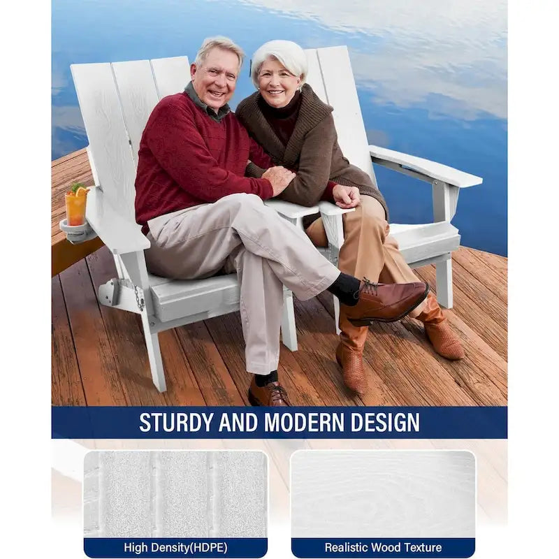 Sedia Adirondack Pieghevole da Esterno WINSOON Moderna in HDPE con Portabicchieri