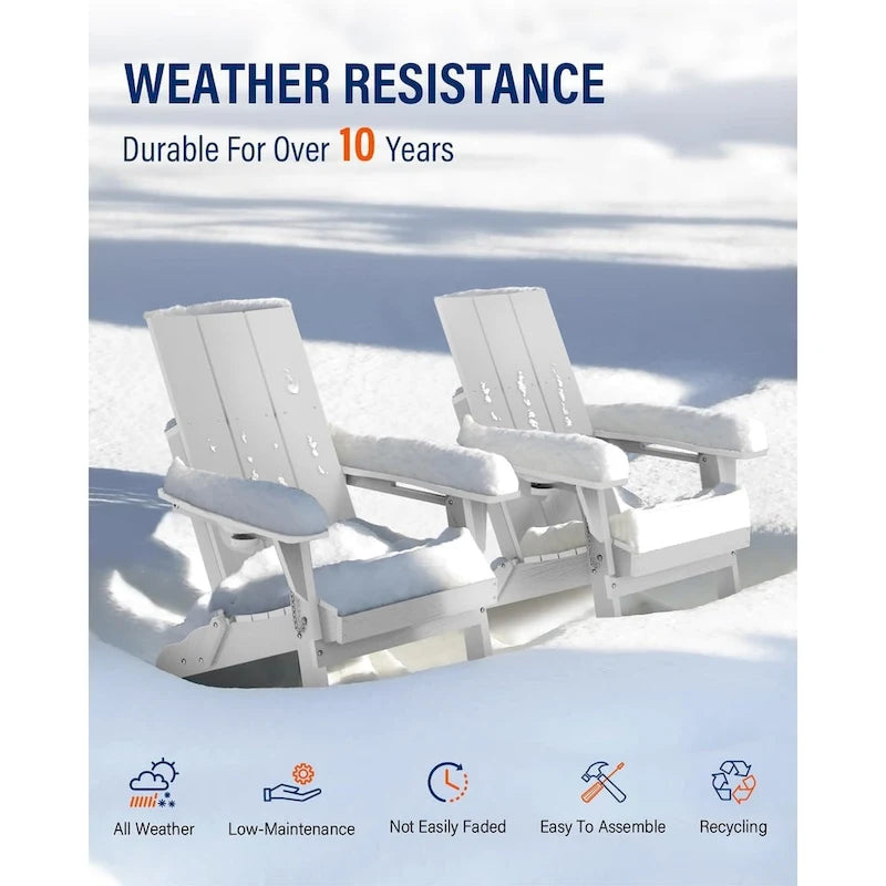 Sedia Adirondack Pieghevole da Esterno WINSOON Moderna in HDPE con Portabicchieri