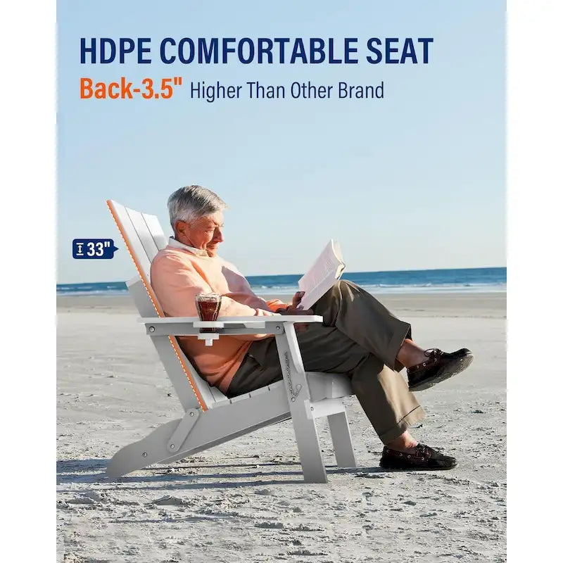 Sedia Adirondack Pieghevole da Esterno WINSOON Moderna in HDPE con Portabicchieri