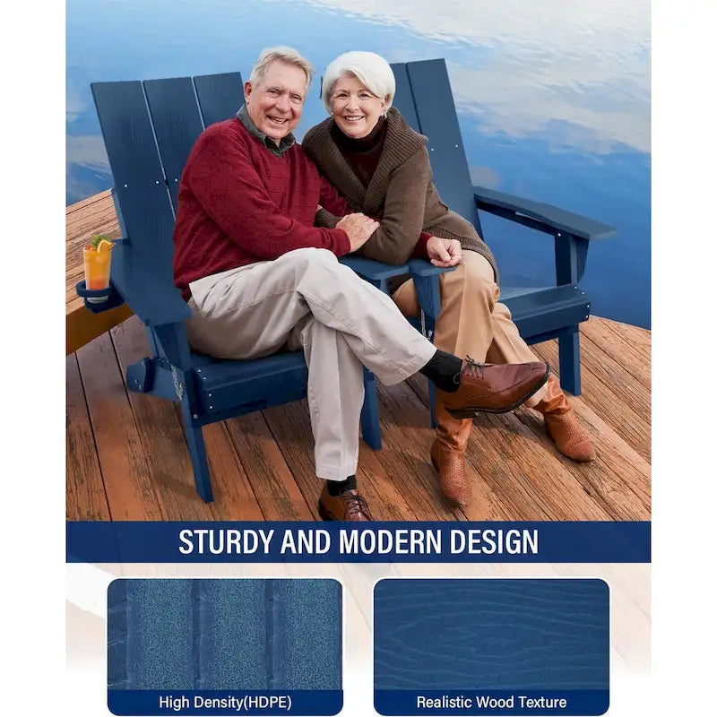 Sedia Adirondack Pieghevole da Esterno WINSOON Moderna in HDPE con Portabicchieri