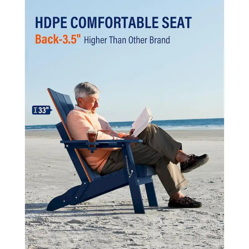 Sedia Adirondack Pieghevole da Esterno WINSOON Moderna in HDPE con Portabicchieri