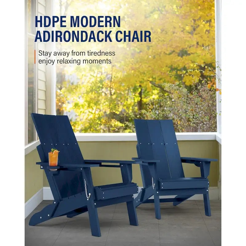 Sedia Adirondack Pieghevole da Esterno WINSOON Moderna in HDPE con Portabicchieri