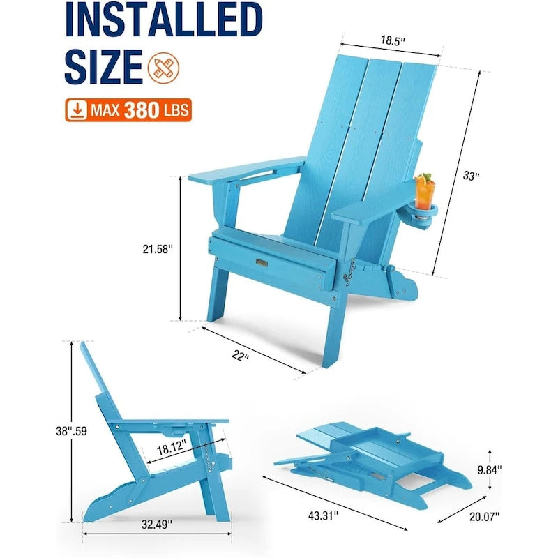 Sedia Adirondack Pieghevole da Esterno WINSOON Moderna in HDPE con Portabicchieri