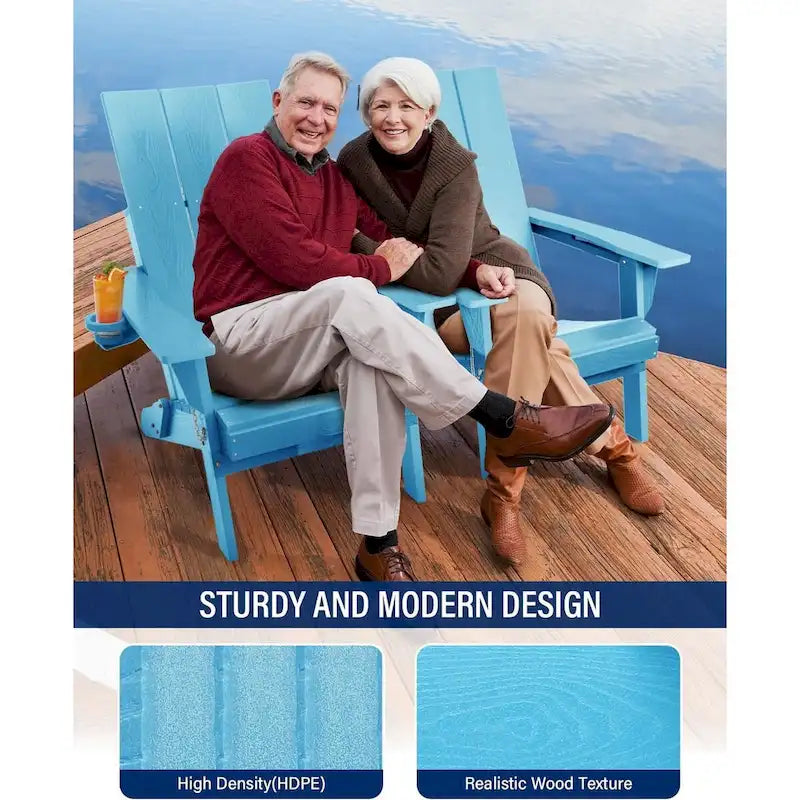 Sedia Adirondack Pieghevole da Esterno WINSOON Moderna in HDPE con Portabicchieri