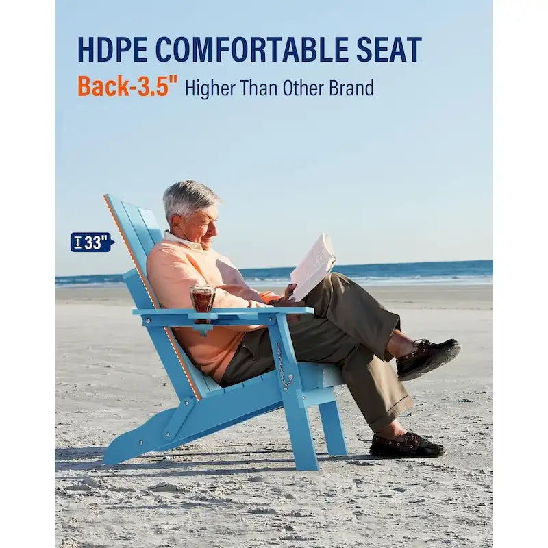 Sedia Adirondack Pieghevole da Esterno WINSOON Moderna in HDPE con Portabicchieri