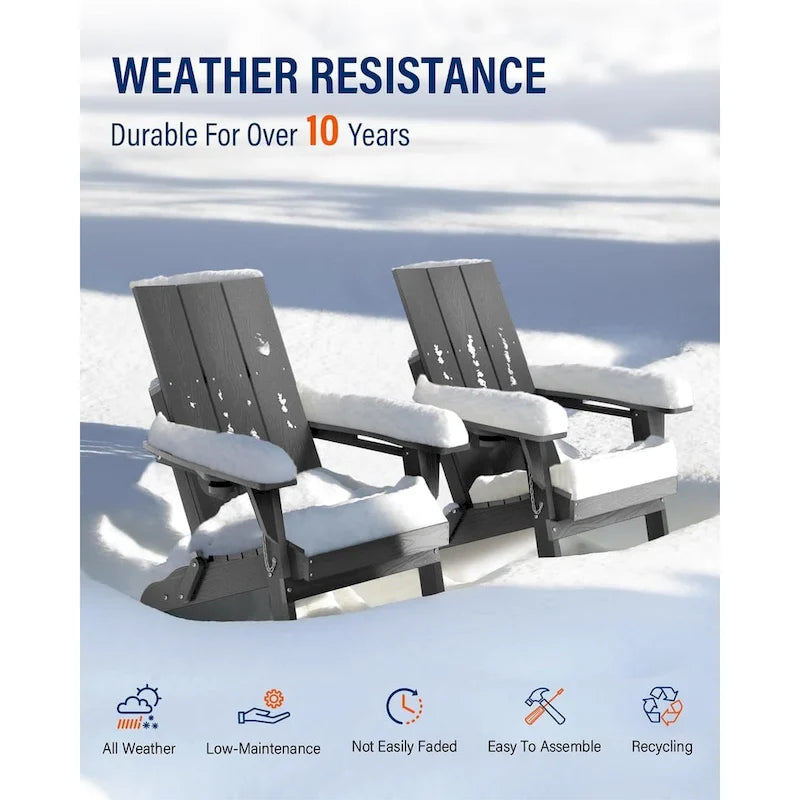 Sedia Adirondack Pieghevole da Esterno WINSOON Moderna in HDPE con Portabicchieri