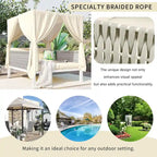 Chaise longue de jardin avec rideaux