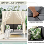 Chaise longue de jardin avec rideaux