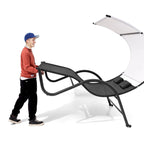 VredHom Lettino doppio da esterno con ruote e poggiatesta - 139,5 cm L x 185 cm P x 164 cm A