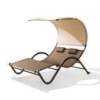 VredHom Lettino doppio da esterno con ruote e poggiatesta - 139,5 cm L x 185 cm P x 164 cm A
