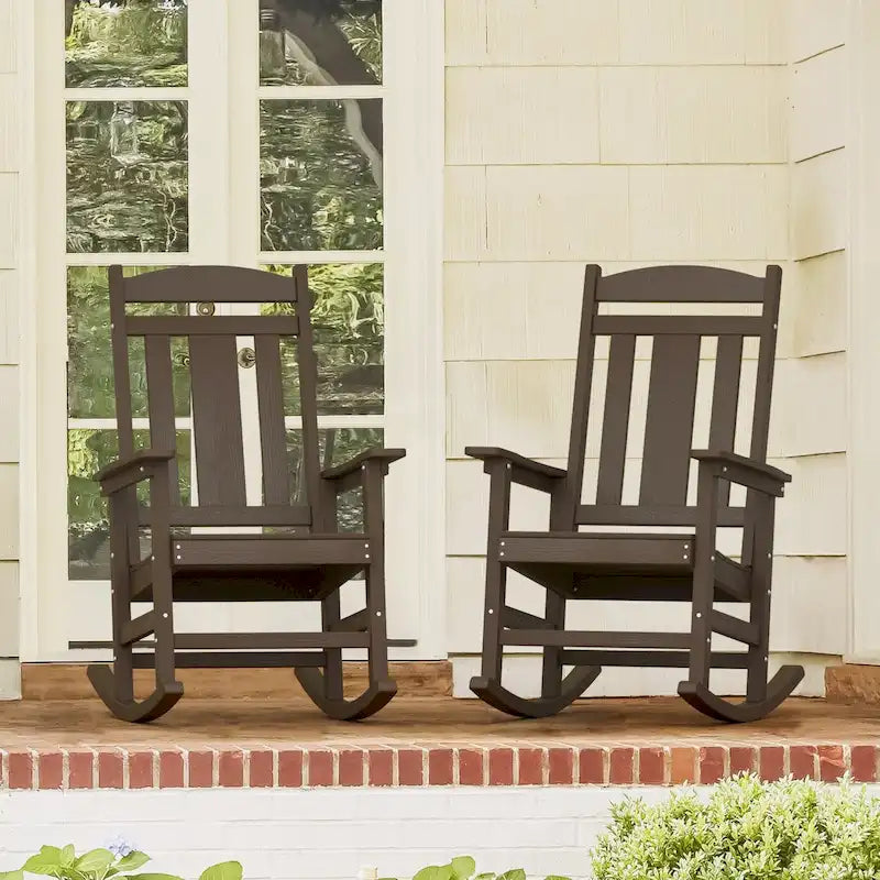 LUE BONA Sedie a dondolo Adirondack da esterno in plastica ecologica per portico, set da 2