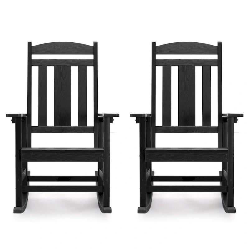 LUE BONA Sedie a dondolo Adirondack da esterno in plastica ecologica per portico, set da 2